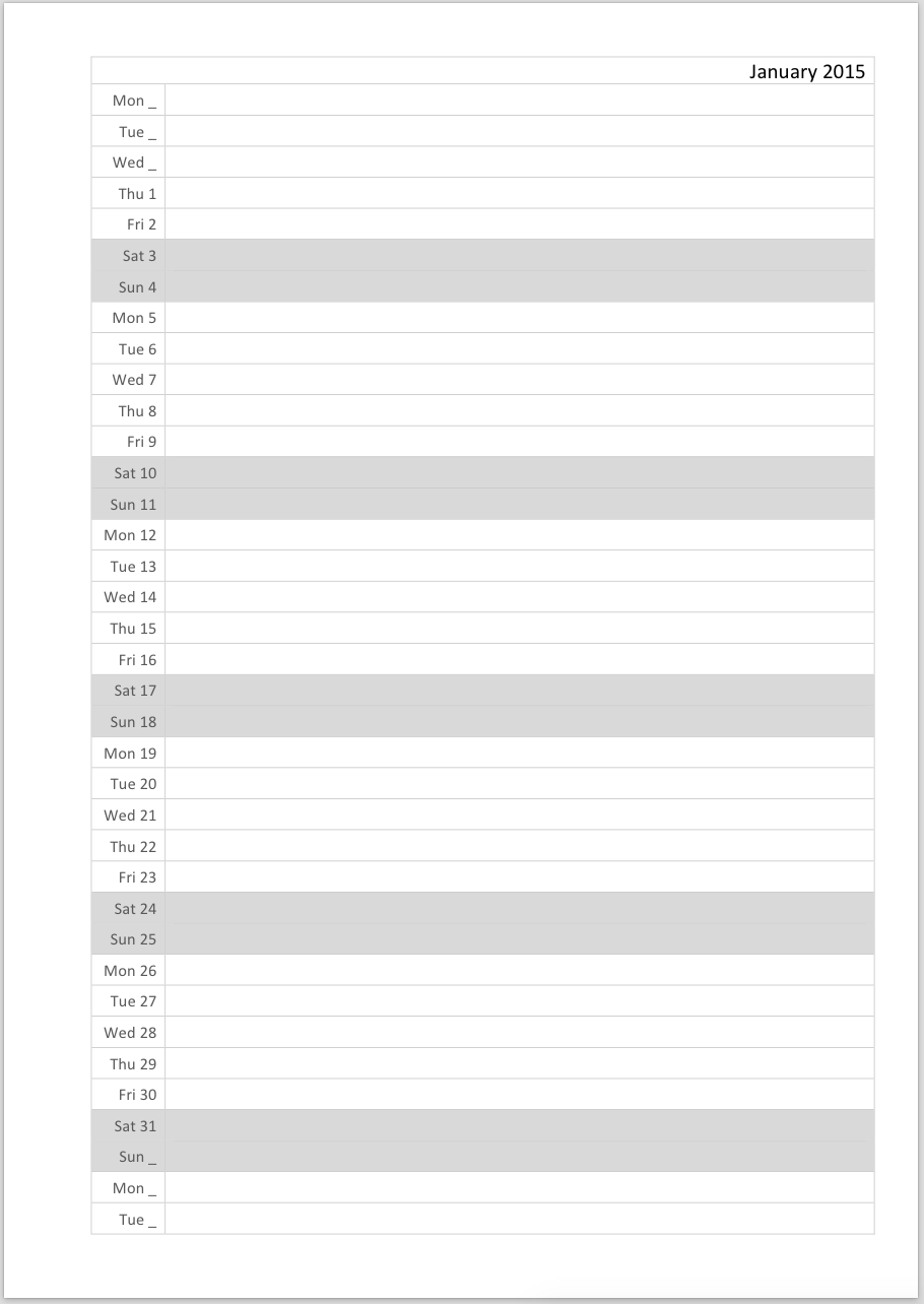 2 Page Calendar Template 2016 from philofaxy.com